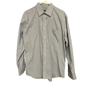 JOS A BANK Men’s Long Sleeve Medium Blue Plaid Shirt Traveler